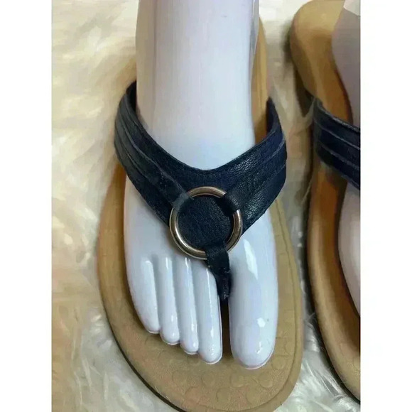 Vionic Women’s Aloe Thong Navy Blue Slide Sandal Leather Size 10 - Picture 2 of 8
